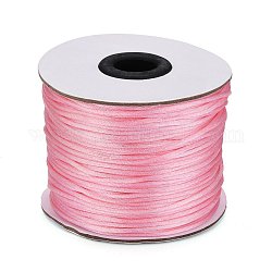 Hilo de nylon, Cordón de satén de cola de rata, rosa, aproximamente 1.5 mm de diámetro, 100 yardas / rollo (300 pies / rollo)
