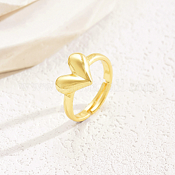 Регулируемые кольца из настоящей 18-каратной позолоченной латуни, сердце, нет размера