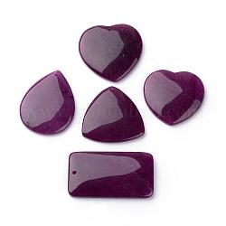 Teints pendentifs en pierre naturelle, forme mixte, violet, 48~67x35~48x6.5~7.5mm, Trou: 1.5~2mm