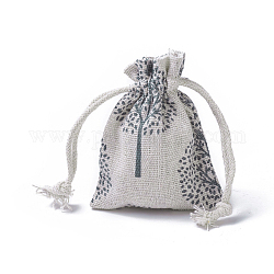 Sacchetti di imballaggio tela, borse coulisse, rettangolo con albero di modello di vita, colorato, 8.7~9x7~7.2cm