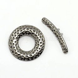 Tibetan Style Alloy Toggle Clasps, Lead Free and Cadmium Free, Donut, Gunmetal, 31mm, Hole: 1.5mm