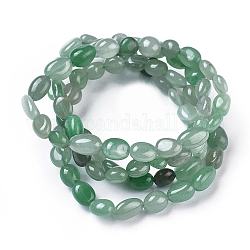 Natürliche grüne Aventurine bead stretch Armbändern, getrommelt Stein, Nuggets, Innendurchmesser: 2~2-1/4 Zoll (5.2~5.6 cm)