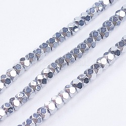 Chapelets de perles en hématite synthétique sans magnétiques, facette, ronde, platinée, 3x2mm, Trou: 0.5mm, Environ 198 pcs/chapelet, 15.5 pouce (39.5 cm)