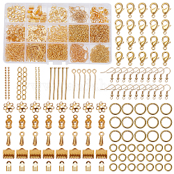 Jewelry Findings Kits with Iron Jump Rings, Bead Caps, Crimp Ends, Chains, Earring Hooks and Pins