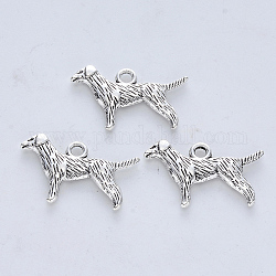 Tibetan Style Alloy Pendants, Cadmium Free & Nickel Free & Lead Free, Dog, Antique Silver, 14.5x23.5x2.8mm, Hole: 2mm, about 357pcs/500g