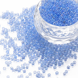 Diy 3 d clavo de la decoración del arte mini abalorios de cristal, diminutas cuentas de uñas caviar, color de ab chapado, redondo, azul aciano, 2mm, aproximamente 450 g / bolsa