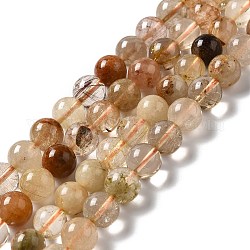 Chapelets de perles en quartz de rutile naturel, ronde, 10mm, Trou: 0.9mm, Environ 39 pcs/chapelet, 15.20'' (38.6 cm)