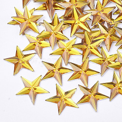 Cabochons plásticos, estrella, oro, 13x14x1.5 mm, aproximamente 2000 unidades / bolsa