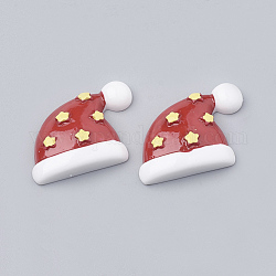 Resin Cabochons, Christmas Hat, Red, 22x29x7mm