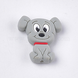 Food Grade Eco-Friendly Silicone Puppy Beads, Chewing Beads For Teethers, DIY Nursing Necklaces Making, Beagle Dog, Light Grey, 28x25x7.5mm, Hole: 2mm