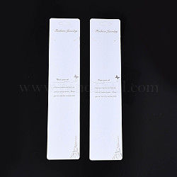 Cardboard Jewelry Display Cards, for Necklaces, Jewelry Hang Tags, Rectangle with Word Fashion Jewelry, White, 19.5x4x0.05cm