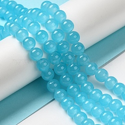 Backen gemalt Nachahmung Jade Glas runden Perle Stränge, Medium türkis, 8.5~9 mm, Bohrung: 1.5 mm, ca. 105 Stk. / Strang, 31.8 Zoll