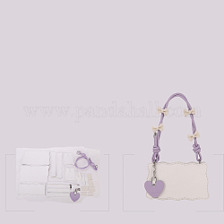 Kits de fabrication de sac à main bricolage, y compris le tissu pu, pendentif coeur, poignées de sac, zipper, aiguille et fil, support violet, 14x23x8 cm