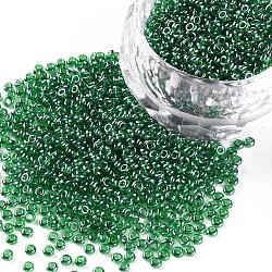 12/0 grado a cuentas redondas de semillas de vidrio, colores transparentes Abrillantado, verde, 12/0, 2x1.5mm, agujero: 0.3 mm