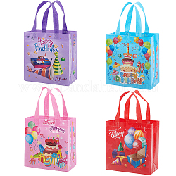 Gorgecraft 8 шт. нетканые многоразовые сумки-тоут 4 стиля подарочные пакеты с днем рождения объемные многоразовые складные сумки-тоут с ручками для сумок для конфет и сладостей сувениры для вечеринок, 21 × 23 см