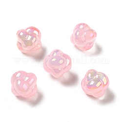Cuentas de acrílico iridiscente arcoíris chapadas en uv, nudo, rosa, 17x17.5x17.5mm, agujero: 2.8 mm