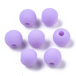 Perles en acrylique mat, ronde, lilas, 6x5.5mm, trou: 1.8 mm, environ 4430 pcs / 500 g