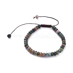 Braccialetti di perline intrecciati, con perle di agata indiana naturale e filo di nylon, 58~89mm