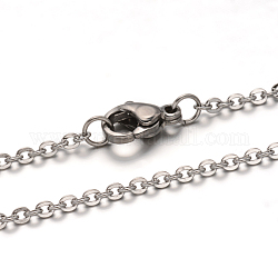 304 ожерелье цепи цепи нержавеющей стали, с карабин-лобстерами , цвет нержавеющей стали, 40 см, ссылка: 2.5x2x0.5 mm