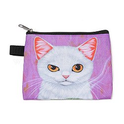 かわいい猫のポリエステル ジッパー財布  長方形の小銭入れ  女性と女の子のための小銭入れ  紫色のメディア  11x13.5cm