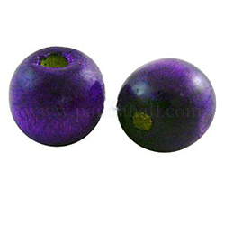 Dyed Natural Wood Beads, Round, Lead Free, Indigo, 14x13mm, Hole: 4mm, about 1200pcs/1000g