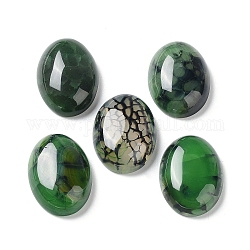 Natürliche gestreifte Achat-Cabochons, gefärbt und erhitzt, Oval, grün, 24.5~25x18x6.5~7 mm