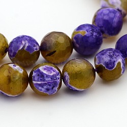Natural Weathered Agate Faceted Round Beads Strands, Dyed, Grade A, Peru, 8mm, Hole: 1mm, about 47pcs/strand, 15 inch