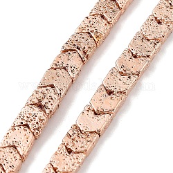 Brins de perles de pierre de lave naturelle galvanisées, flèche, rose plaqué or, 7~8x6~6.5x2.8mm, Trou: 1mm, Environ 63 pcs/chapelet, 15.28'' (38.8 cm)