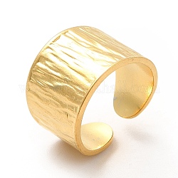 Placcatura ionica (ip) 304 anello per polsino aperto da donna a fascia larga testurizzata in acciaio inossidabile, vero placcato oro 18k, misura degli stati uniti 6 1/2 (16.9mm), 8~15mm