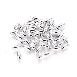 Acryl-Perlen, Reis, Silber, ca. 3 mm breit, 6 mm lang, Bohrung: 1 mm, 1300 Stück / 50 g