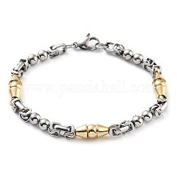 Placage sous vide 304 bracelet chaîne à maillons bicône en acier inoxydable, or et acier inoxydable Couleur, 8-7/8 pouce (22.5 cm)