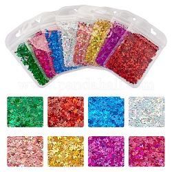 8 sacchetto di paillettes glitterate per nail art in 8 colori, decorazioni per manicure, unghie scintillanti fai-da-te, farfalla, colore misto, 3x3x0.1mm, 1 borsa / colore