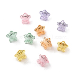 Kids Hair Accessories, Transparent Plastic Claw Hair Clips, with Glitter Powder, Star, Mixed Color, 17.5x19.5x20mm, 10pcs/card