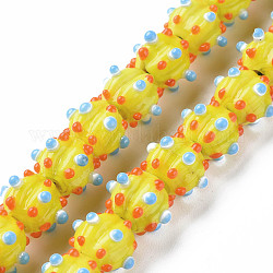 Fili di perle di lampwork irregolari fatti a mano opachi, zucca, giallo, 9.5~10.5x12.5~13.5mm, Foro: 2 mm, circa 50pcs/filo, 20.08 pollice (51 cm)