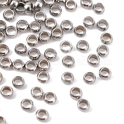 304 acciaio inossidabile perline distanziatore, rondelle, colore acciaio inossidabile, 2x1mm, Foro: 1 mm