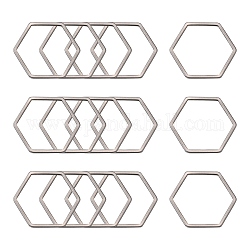 304 Edelstahl Verbindungsring, Hexagon, Edelstahl Farbe, 16x18x0.8 mm
