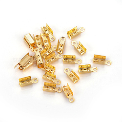 Eisenklapp Crimp-Enden, Crimpschnurenden umklappen, golden, 12x4.5x1 mm, Bohrung: 1.4 mm, Innendurchmesser: 4 mm