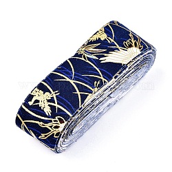 Blumenbaumwollband im japanischen Kimono-Stil, einzeln gedruckt, für DIY Haarschleife, Kopfbedeckungen, handgemachte Ordnung, Preußischblau, 1-1/2 Zoll (40 mm), etwa 10 yards / Rolle (9.14 m / Rolle)