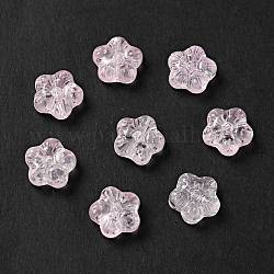 Transparente Glasperlen, Pflaumenblüte Blume, rosa, 12.5x13x5.5 mm, Bohrung: 1.2 mm