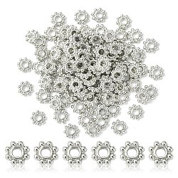 Perline distanziatore in lega daisy, fiore, reperti metallici per forniture per gioielleria, platino, 5x1.5mm, Foro: 1.8 mm