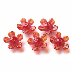 Perles vernissées manuelles, fleur, rouge-orange, 14.5~15.5x15~16x7~8mm, Trou: 1.5mm