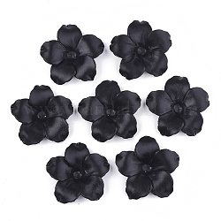 5-Petal Eco-Friendly Cowhide Bead Cap, Flower, Black, 55~56x58x10mm, Hole: 1.8mm
