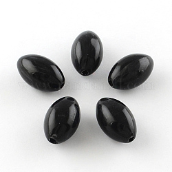 Abalorios de acrílico oval de piedras preciosas de imitación, negro, 20x12mm, agujero: 2.5 mm, aproximamente 260 unidades / 500 g