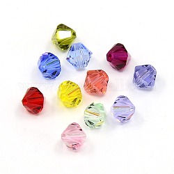 Austrian Crystal Beads, Bicone, Mixed Color, about 6mm long, 6mm wide, Hole: 1mm