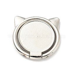 Alloy Cat Cell Phone Holder Stand Findings, Rotation Finger Grip Ring Kickstand Settings, Platinum, 30.5x30.5x4mm