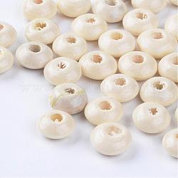 Natural Wood Beads, Flat Round, Lead Free, Dyed, White, about 8mm in diameter, 4mm thick, hole: 2.5mm, about 13680pcs/1000g