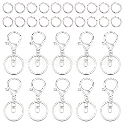 DELORIGIN 40Pcs Alloy Split Key Rings, Keychain Clasp Findings, with 100Pcs 304 Stainless Steel Open Jump Rings, Platinum, 66mm