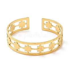 Placage ionique (ip) 304 bracelets à manchette ouverte en acier inoxydable, bijoux pour femmes, véritable 18k plaqué or, diamètre intérieur: 2-1/4 pouce (5.6 cm)