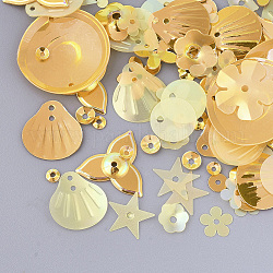 Accessoires ornement, paillette / paillettes en plastique pvc, formes mixtes, verge d'or, 3~21x3~21x0.4~3mm, Trou: 1~1.6mm