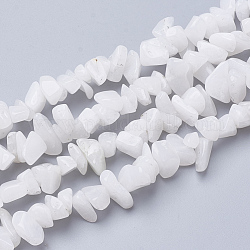 Natürliche weiße Jade Edelstein Perlen Stränge, Chip, 6~20x4~8x1.5~8 mm, Bohrung: 1 mm, ca. 209 Stk. / Strang, 35.1 Zoll